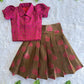 (ETTS048) Chic Magenta and Bronze-Brown Jacquard Collar Shirt Set