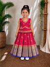 (ETTS051) Royal Magenta and Blue Zari Border Peplum Lehenga Set