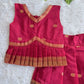 (ETTS051) Royal Magenta and Blue Zari Border Peplum Lehenga Set