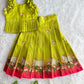 (ETTS054) Graceful Lotus & Cow Motif Ruffled Peplum Ethnic Lehenga Set
