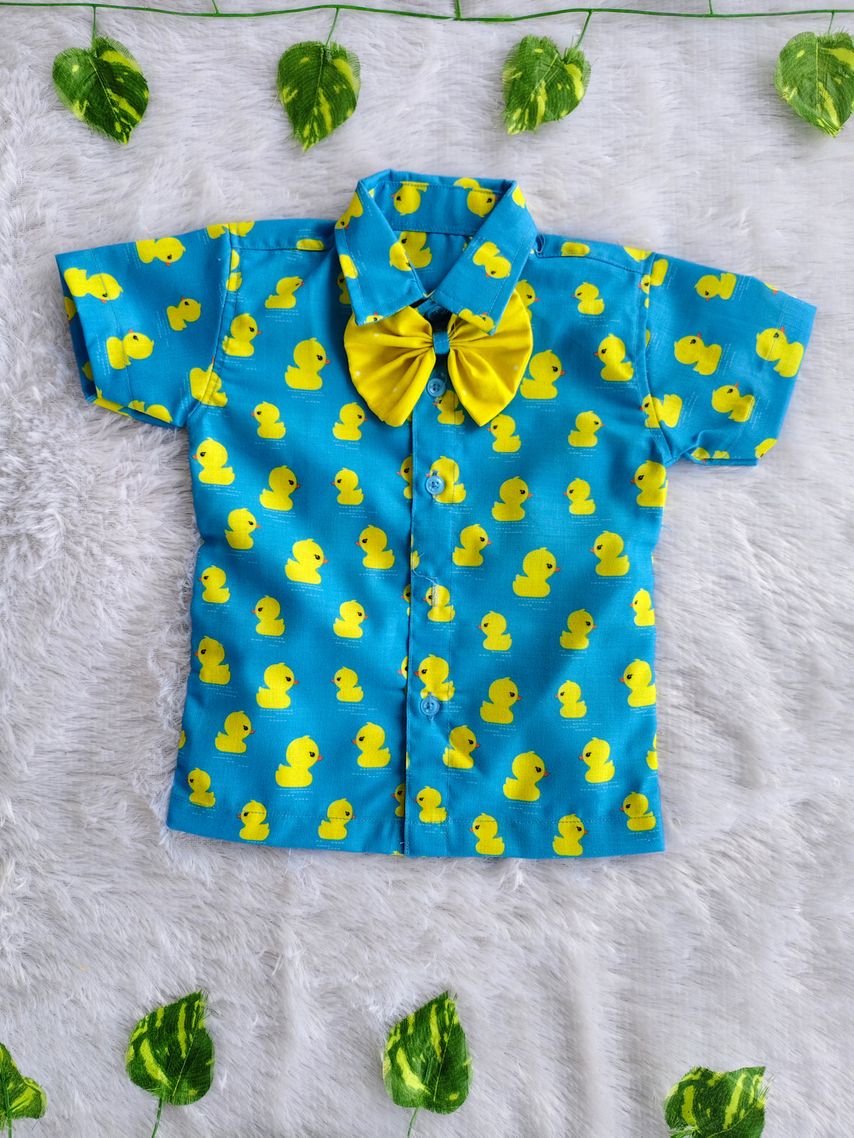 (BC004) Boys Blue Duck Mandarin Collar Cotton Shirt