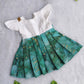 (CF001) Kids White & Green Marble Print Cotton Dress