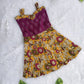 (CF002) Girls Floral Print Cotton Dress – Mustard & Maroon