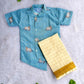 (BE001) Boys Pichwai Print Mandarin Collar Shirt with Veshti Set