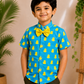 (BC004) Boys Blue Duck Mandarin Collar Cotton Shirt