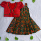 (ETFC002) Girls Floral Party Wear Cotton Dress with Red Cropped Jacket