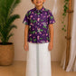 (BC012) Purple Cotton Pichwai Lotus Print Ethnic Set