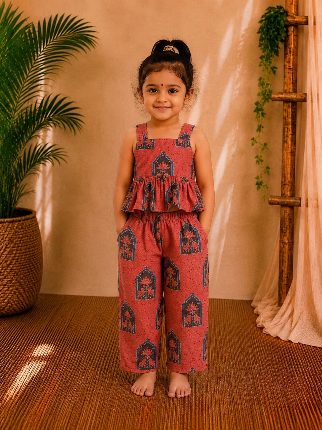 (CTP005) Girls Hakoba Cotton Co-ord Set Top & Pant