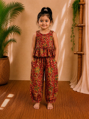 (CTP016) Kalamkari Print Floral Top and Pant
