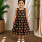 (CF009) Traditional black elephant motif print sleeveless dress.