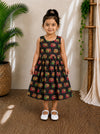 (CF009) Traditional black elephant motif print sleeveless dress.