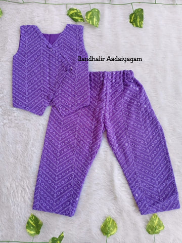 (CTP004) Purple Chikankari Style Co-ord Top and Pant