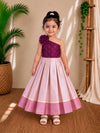 (ETTS052) Elegant Purple and Light Pink One-Shoulder Ethnic Set for Girls