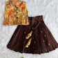 (ETTS053) Autumn Floral Peplum Top with Brocade Lehenga Skirt Set
