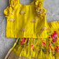 (ETS022) Sunny Yellow Lotus Ethnic Ruffled Lehenga Set