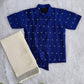 (BE010) Classic Royal Blue Festive Kurta and Veshti Set for Boys