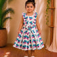 (CF007)  Playful Koala Print Frock with Ruffled Straps and Bow Accent