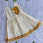 (CF004) Elegant Checkered Handloom Frock with Mustard Bow Accents