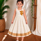 (CF004) Elegant Checkered Handloom Frock with Mustard Bow Accents