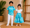 (SCC003) Matching Cool Blue Abstract Print