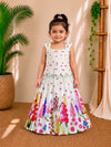 (ETTS010) Pastel Raw silk Girls Ethnic Top & Skirt Set
