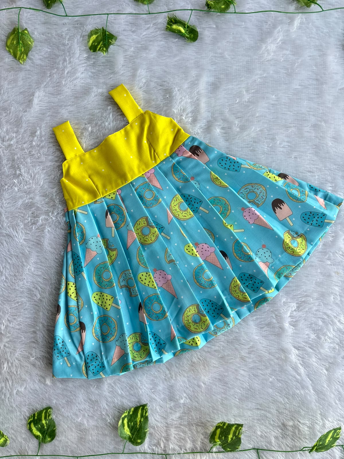 (SCC007) Playful Ice Cream and Donut Print Sibling Matching Outfit Set
