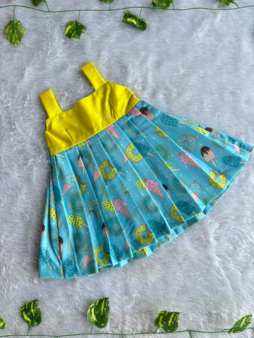 (CF016) Playful Ice Cream and Donut Print Casual Frock